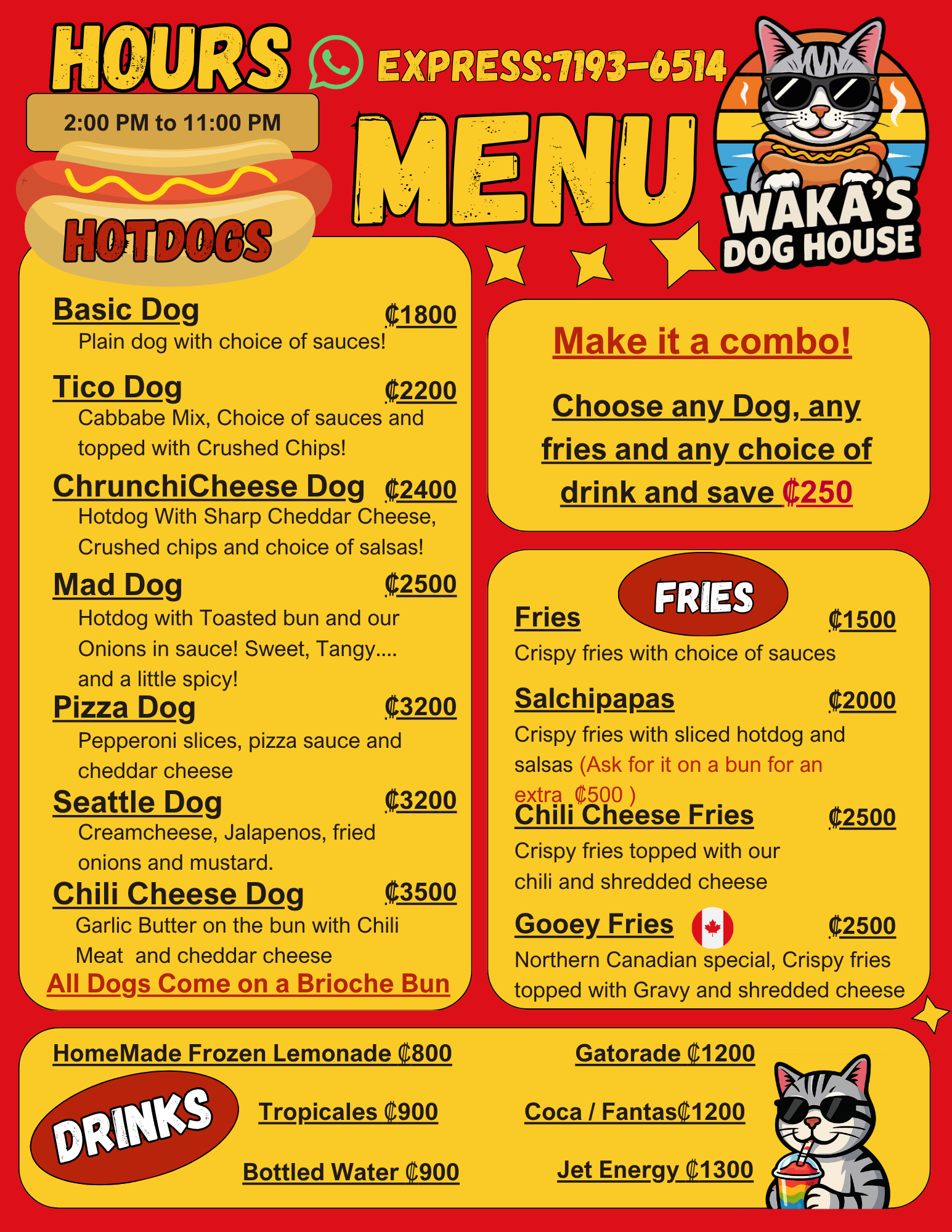 Waka's menu